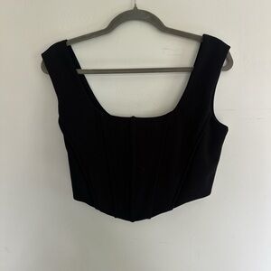 Black Fitted Crop Bustier Tank Top